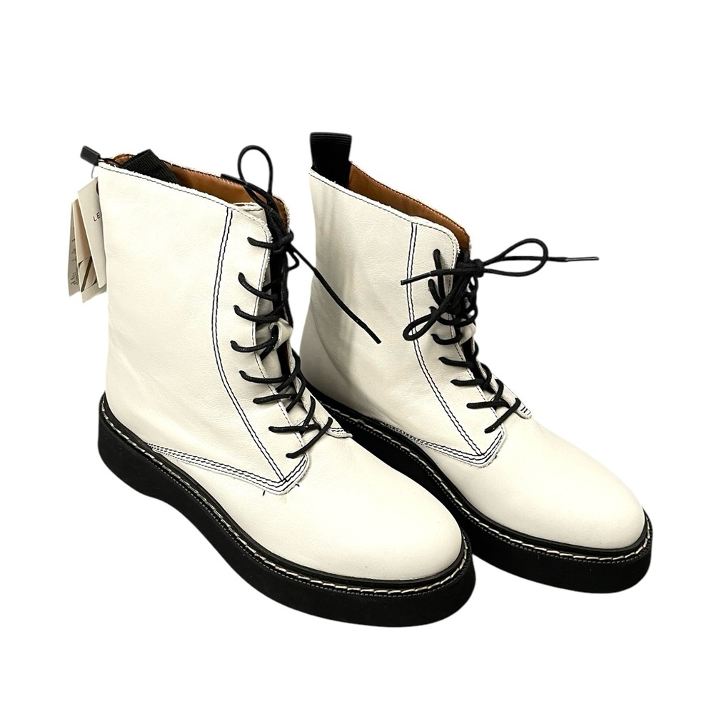 Zara White Leather Combat Boots – Women’s Size 40, NWT